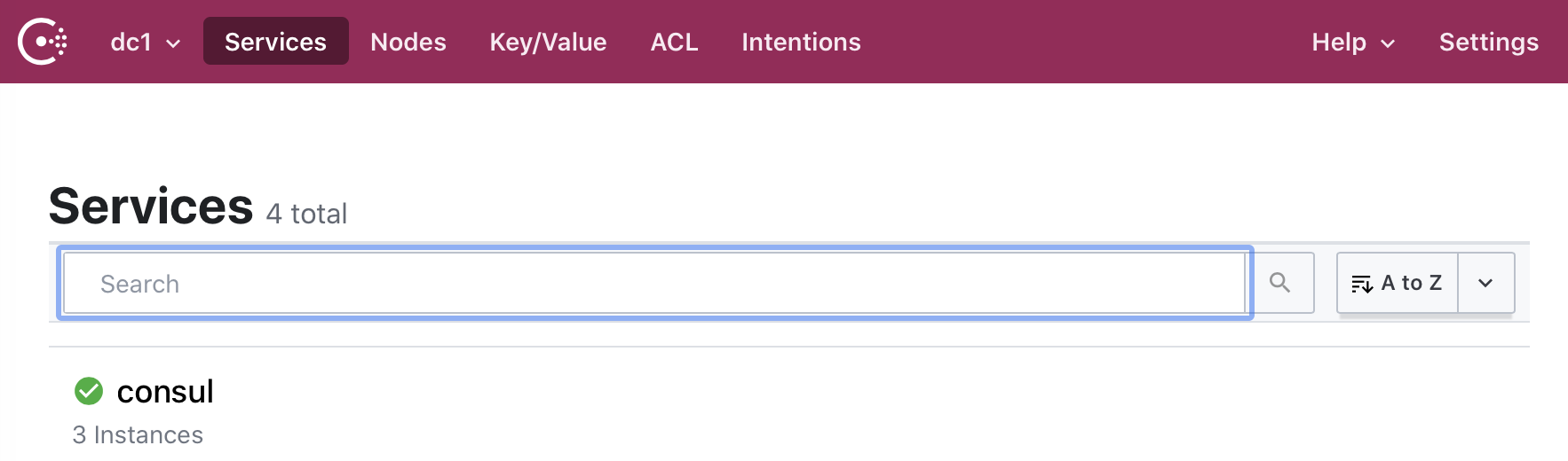 Consul initial service list